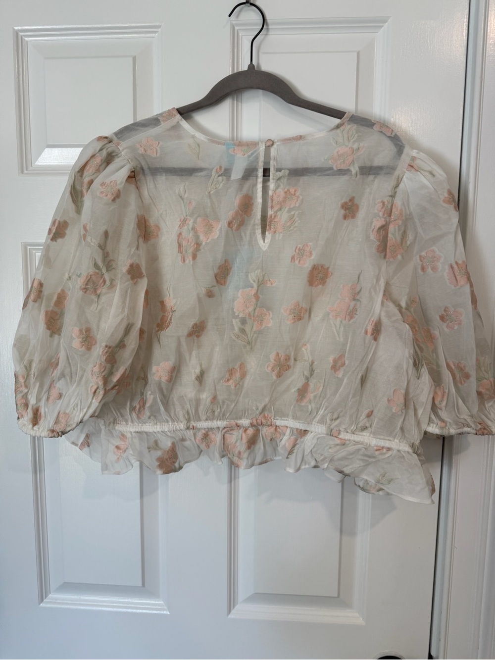 NWT Future Collective Women's Sheer Floral Puff-Sleeve Top (2X) - Picture 7 of 7